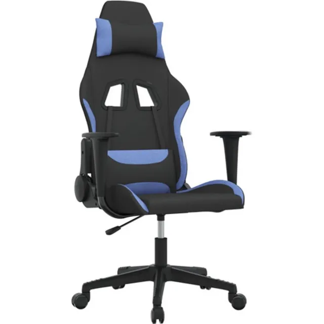 vidaXL Massage - gamestoel - stof - zwart - en - blauw zwart en blauw