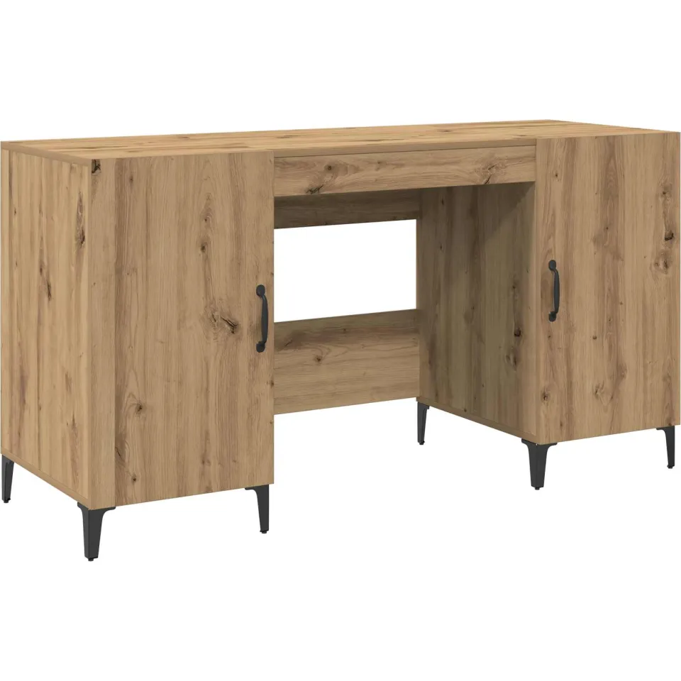 vidaXL Bureau Artisanaal eiken 140 x 50 x 75 cm Bewerkt hout, foto 3