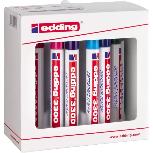Edding permanent marker e-3300 doos van 10 stuks in geassorteerde kleuren blauw