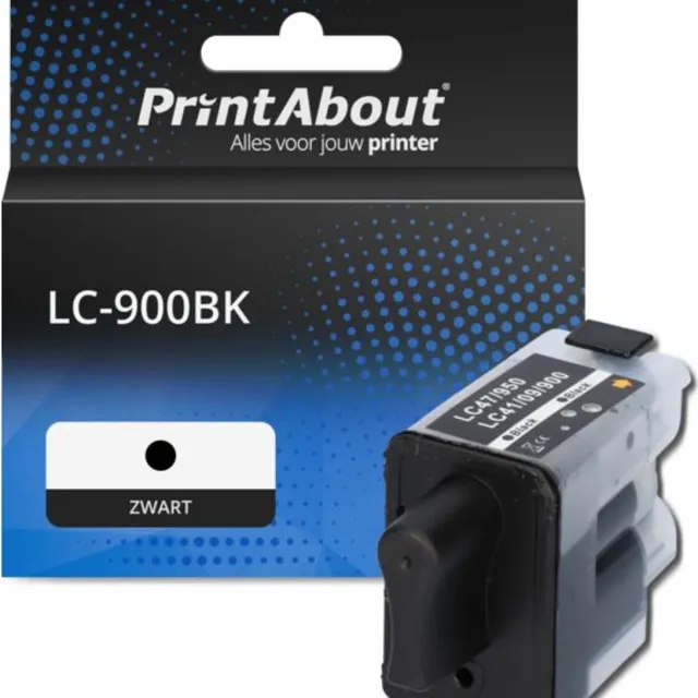 PrintAbout huismerk Inktcartridge LC-900BK Zwart geschikt voor Brother