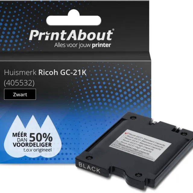 PrintAbout huismerk Inktcartridge GC-21K (405532) Zwart geschikt voor Ricoh