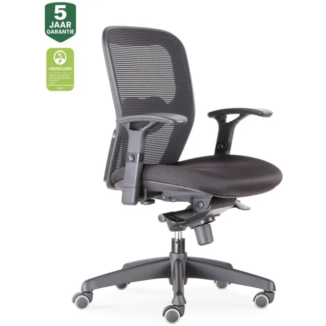 Bens 803-Bsc-3 Zwart - Ergonomische Bureaustoel - Bureaustoel voor Volwassenen - Kantoorstoel - Mesh Rugleuning - Stoffen Zitting - Volledig Verstelbaar - ARBO Normen