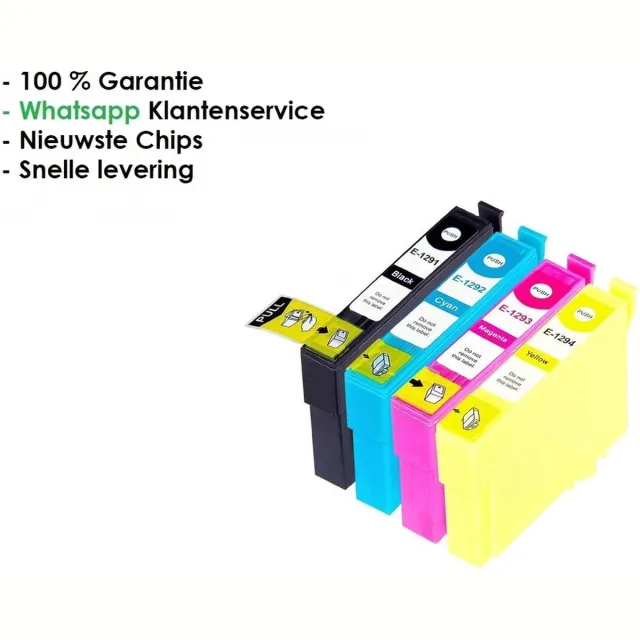 inkmaster Huismerk cartridges voor Epson T1295| Multipack van 4 cartridges voor o.a. Epson Stylus SX230, SX235, SX420, SX425, SX430, SX435, SX438, SX440, SX445, SX525, SX535, SX620, Stylus Office B42WD, BX305, BX320, BX525, BX535, BX625, BX630