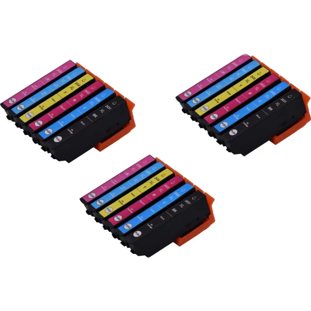 KATRIZ huismerk inkt voor|Epson 3x T2431XL Zwart+ 3x T2432XL Cyaan + 3x T2433 Magenta + 3x T2434XL Geel+ 3x T2435XL Licht Cyaan + 3x T2436XL Licht Magenta | (18stuks) - Met chip Zwart, Cyaan, Magenta, Geel