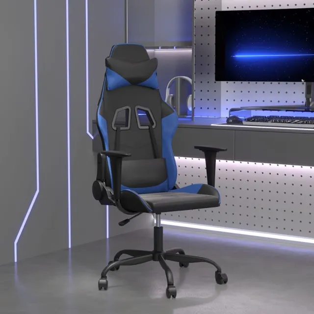 vidaXL Gamestoel - kunstleer - zwart - en - blauw zwart en blauw