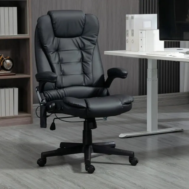 CHICFURN Bureaustoel - Massagefunctie - Hoge rugleuning - Zwart