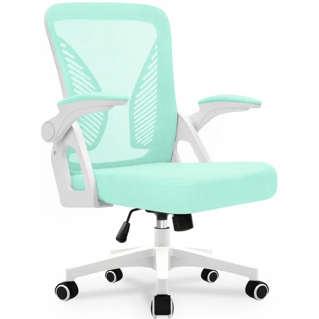 Milacyee Bureaustoel - Ergonomische Bureaustoel – Verstelbare Gaming/Computerstoel met Mesh Rug & Lendensteun – 90° Opklapbare Armleuningen – Directiestoel met Stille Wieltjes – Tot 130 kg Belasting - groente - Geschikt voor thuiswerk en kantoor
