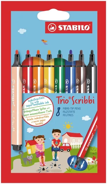 Stabilo Viltstift STABILO Trio Scribbi 368/8 assorti etui à 8 stuks