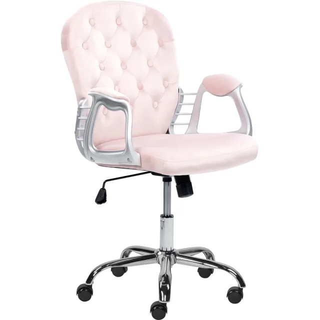 Beliani PRINCESS - Bureaustoel - Roze - Fluweel
