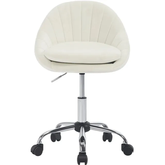 Lejoraa Draaibare Bureaustoel met Wielen – Ergonomisch – Make-up- en Werkstoel – Voor Thuis en Studiekamer- in hoogte verstelbaar fluweelbeige