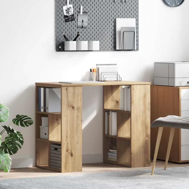 vidaXL Bureau Artisan Eiken 90 x 50 x 75 cm Bewerkt hout Bruin