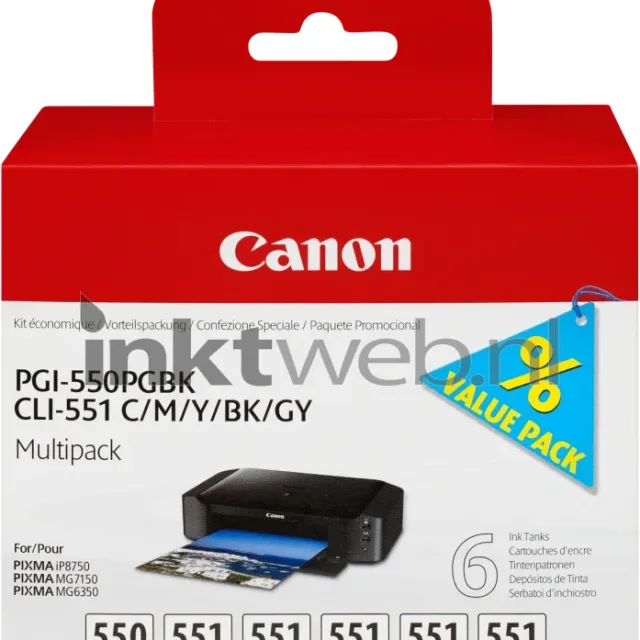 Canon CLI-551 6-pack zwart en kleur (Origineel)