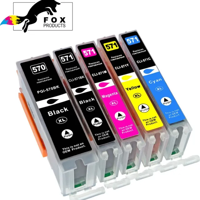 FoxProducts 5stuks PGI-570XL / CLI-571XL, 570 / 571 inktcartridges geschikt voor Canon Pixma MG5700, MG5750, MG5751, MG5752, MG5753, MG6800, MG6850, MG6851, MG6852, MG6853, MG7750, MG7751, TS5050, TS5051, TS5053, TS5055, TS6050, TS805 zwart | Photo Zwart | blauw | magenta | geel