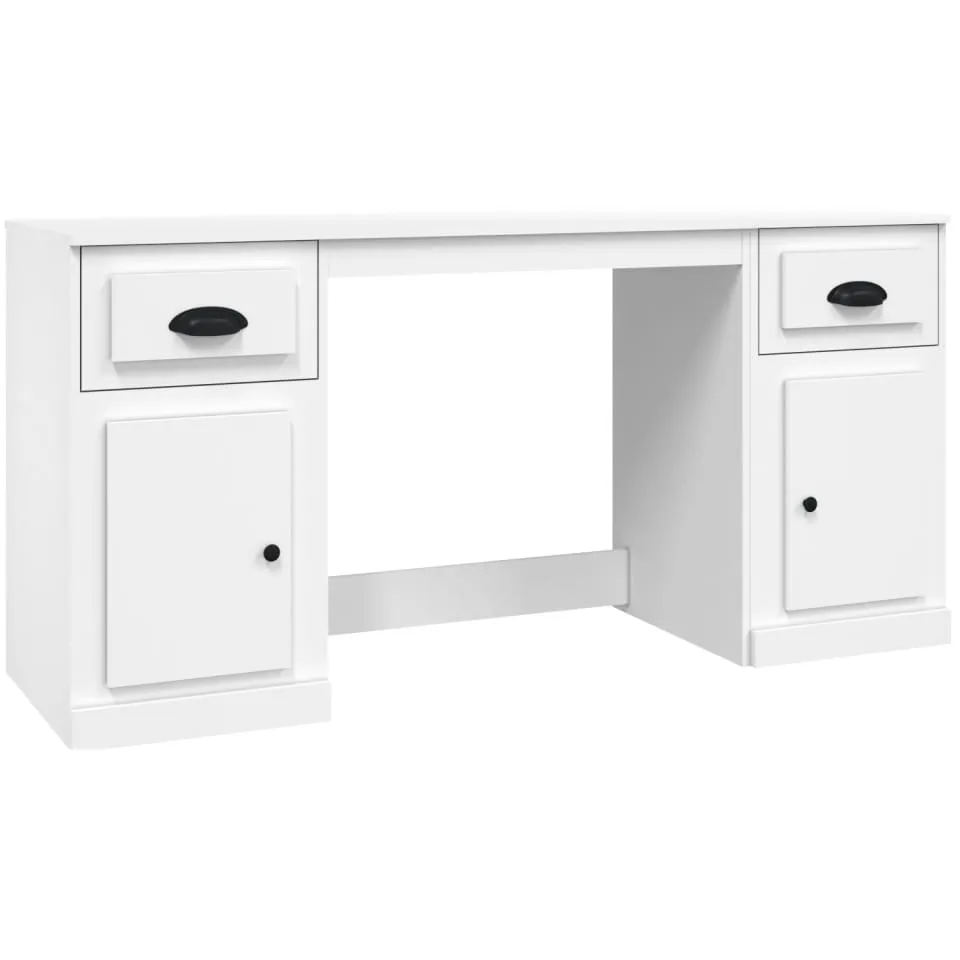 vidaXL Bureau met kast bewerkt hout wit