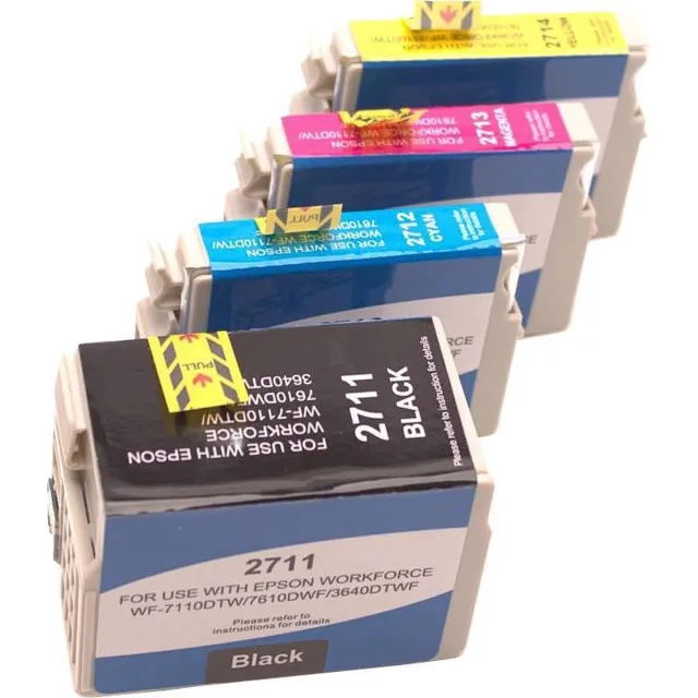 ABC huismerk Set 4x inkt cartridge geschikt voor Epson 27XL WF3620WF WF3620DWF WF3640DTWF WF7110DTW WF7210DTW WF7610DWF WF7615DWF WF7620DTWF WF7710DWF Set 4 stuks