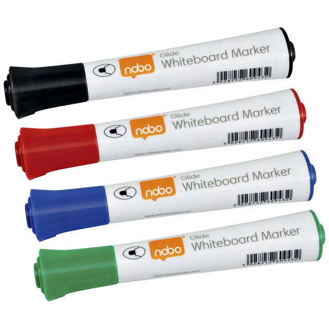 Nobo Whiteboardmarker Nobo Glide rond assorti 3mm 4st blauw