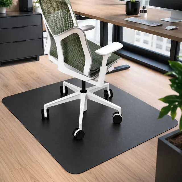 FSW-Products Bureaustoelmat 130x90 cm – Vloerbeschermer voor Bureaustoel – Beschermmat voor Harde Vloeren – Zwart