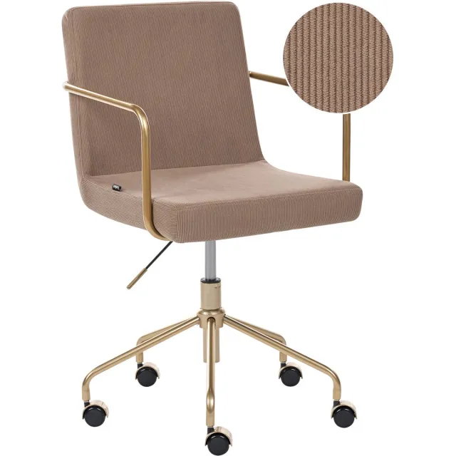 Beliani TRINITY - Bureaustoel - Lichtbruin - Corduroy