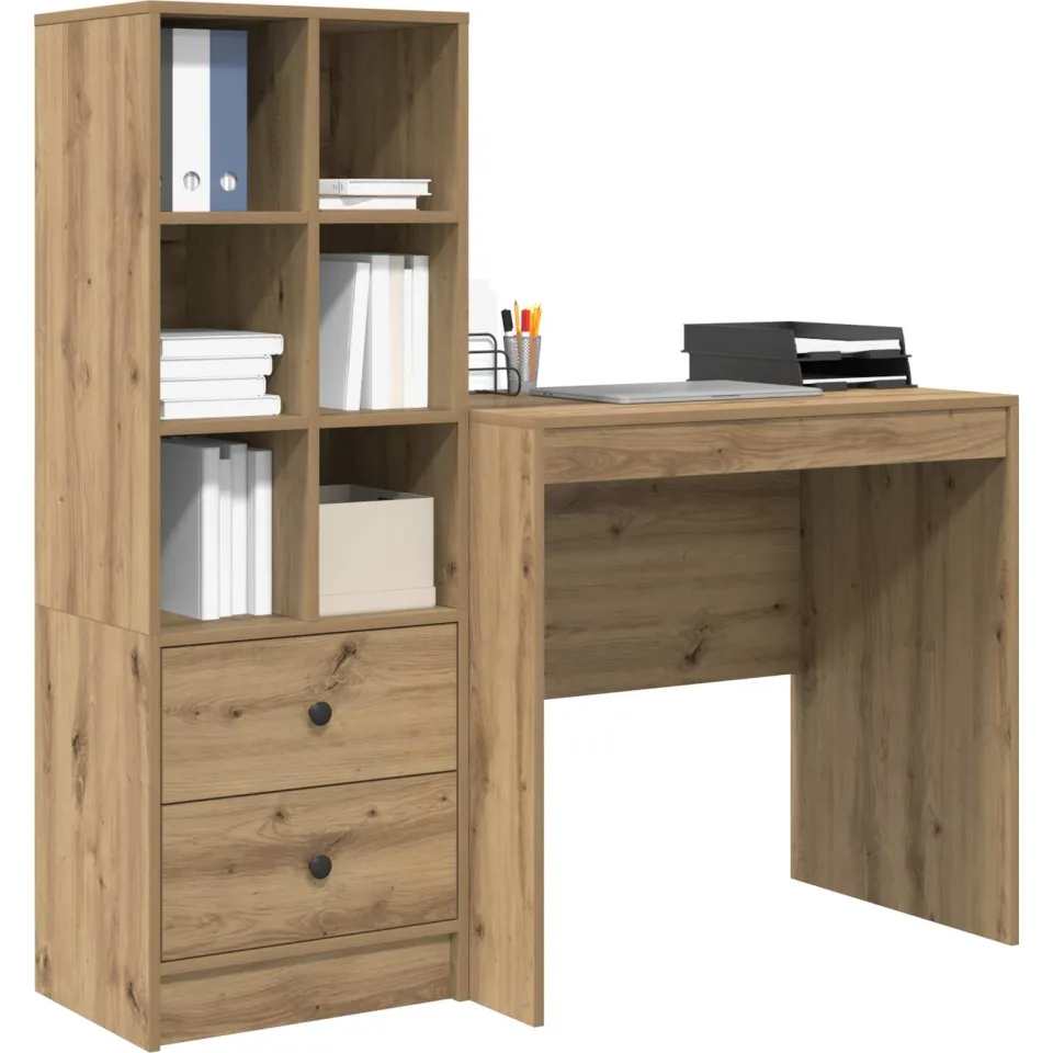 vidaXL Bureau Artisan Eiken 125,5 x 50 x 127 cm 2 st Bruin
