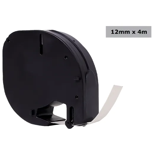 Quantore Labeltape Quantore 12267 12mmx4m transparant zwart