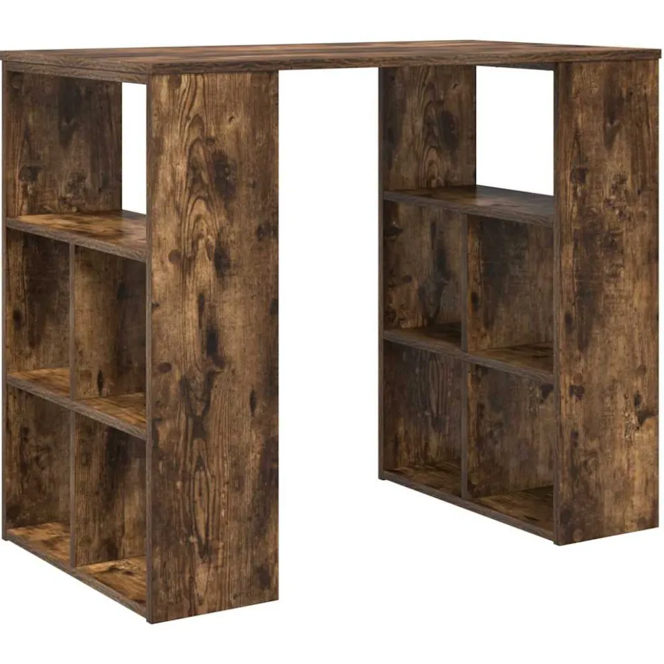 vidaXL Bureau Gerookt eiken 90 x 50 x 75 cm Bewerkt hout, foto 3