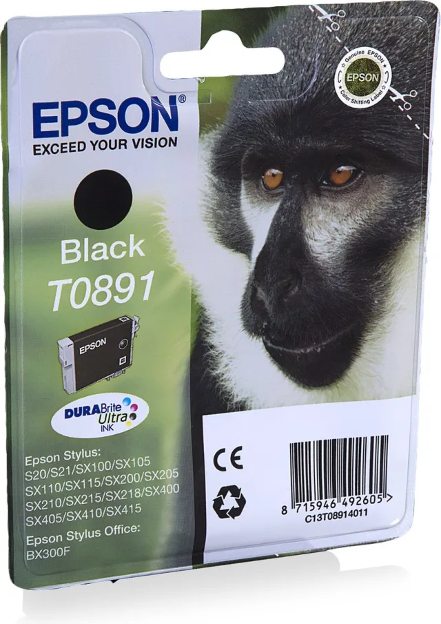Epson T0891 inktcartridge zwart standard capacity 5.8ml 1-pack blister zonder alarm