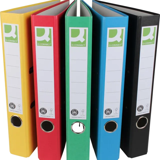 Q-CONNECT ordner, voor ft A4, uit Recycolor papier, rug van 5 cm, geassorteerde kleuren