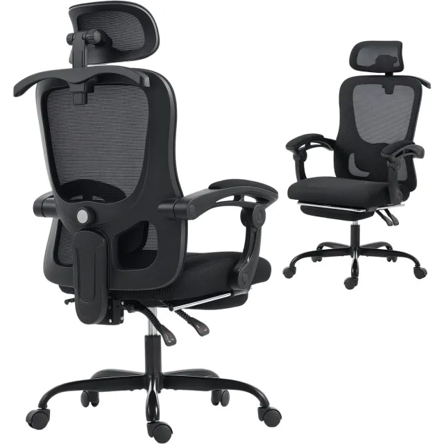 Homcom bureaustoel - mesh (100% polyester) - 64x64x124cm - zwart