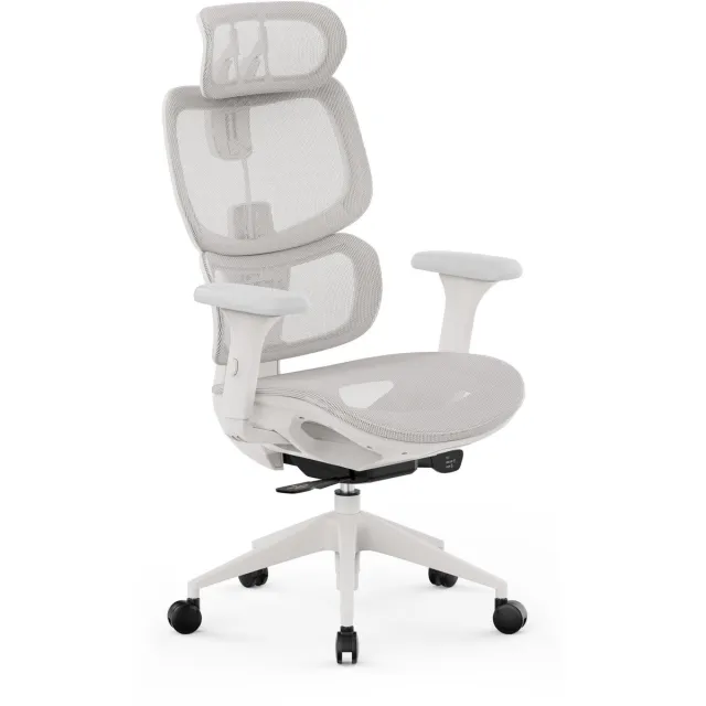 SENSE7 Nobu - Ergonomische Bureaustoel Gaas - 3D Armsteunen & Hoofdsteun - Belastbaar tot 130kg - Lichtgrijs