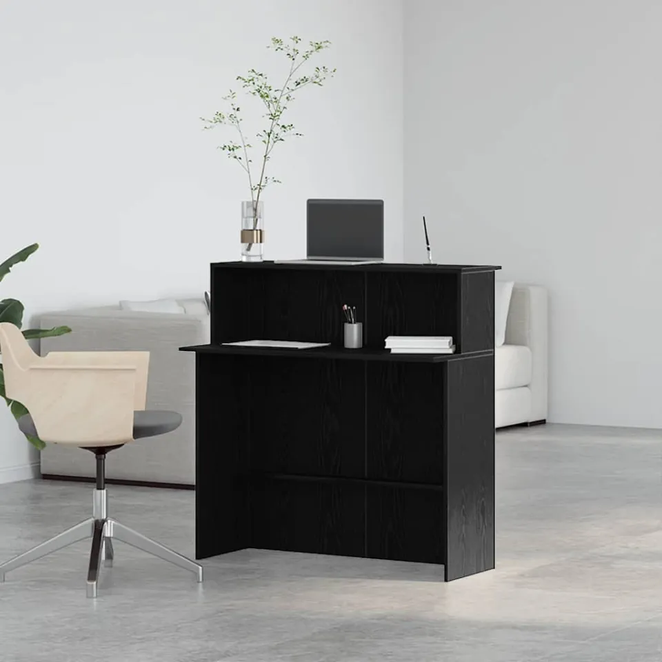 vidaXL Receptiebalie 100x50x103,5 cm bewerkt hout zwart, foto 4