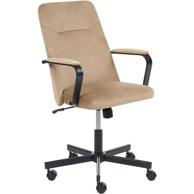 Beliani CAROGA - Bureaustoel - Beige - Fluweel