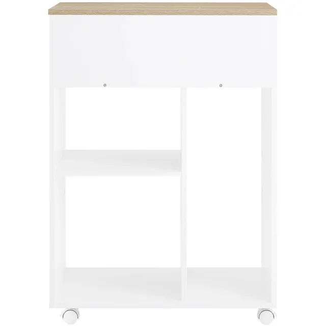 Happiq Printertafel voor Kantoor - Met Rolprintstandaard en Compartimenten - Wit