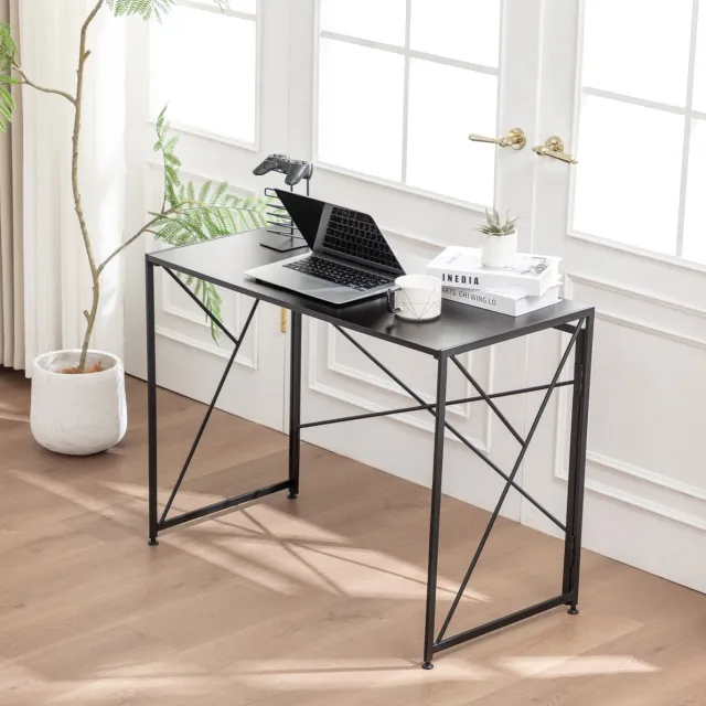 STILVORA Bureau - Inklapbaar En Ruimtebesparend Voor Thuiswerk En Kleine Kamers - MDF En Metaal - 99x50x75 Cm - Zwart