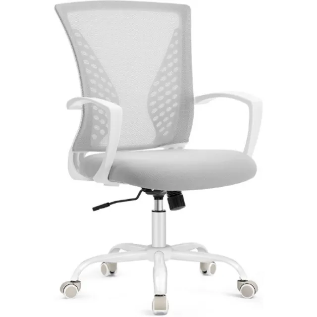 Songmics Ergonomische Mesh Bureaustoel OBN022GD02 - In Hoogte Verstelbaar - Kantelfunctie - Draaibaar - Ademende Computerstoel Tot 120 Kg - Comfortabele Kantoorstoel In Grijs