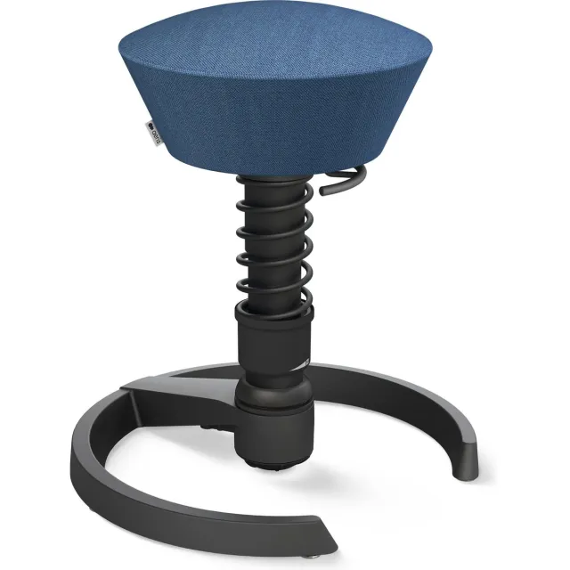 AERIS SWOPPER ergonomische bureaukruk - zwart onderstel - blauwe zitting - gliders - wol - standaard