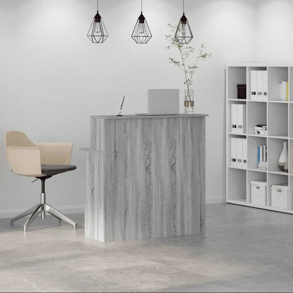 vidaXL Receptiebalie 100x50x103,5 cm bewerkt hout grijs sonoma eiken, foto 2