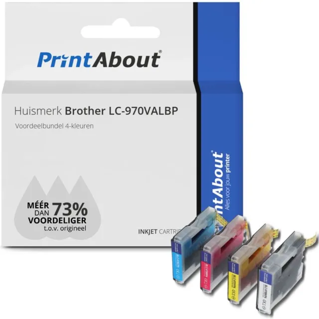 PrintAbout Inktcartridge / Alternatief voor de Brother LC-970BK / 4 Kleuren 4-kleuren