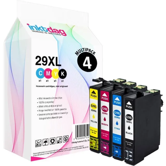 inktdag inktcartridges voor Epson 29 inktcartridge, Epson 29XL multipack van 4 stuks geschikt voor printers Epson Expression Home XP-245 , XP-247 , XP-255 , XP-257, XP-332, XP-335, XP-342, XP-345, XP-352, XP-355 1 X zwart