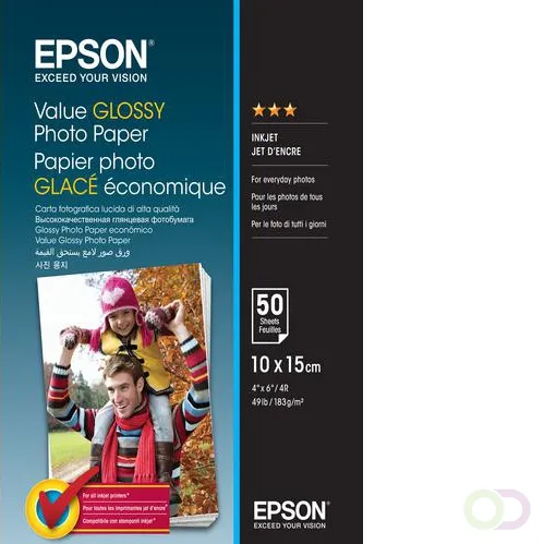 Epson Value Glossy Photo Paper - 10x15cm - 50 Vellen (C13S400038)