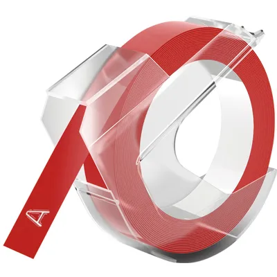 Dymo Reliëftape Dymo embossing vinyl 9mm wit op rood