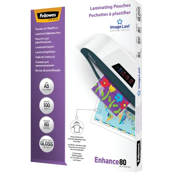 Fellowes Lamineerhoes Fellowes A5 2x80micron glans 100 stuks