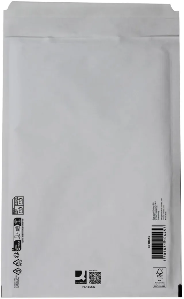 Q-CONNECT luchtkussenenveloppen, wit, 6-F, 240 x 350 mm, doos van 100 stuks