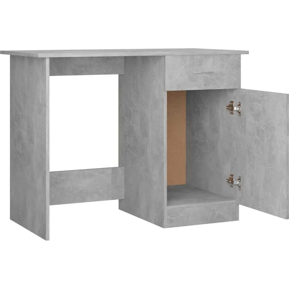 vidaXL Bureau 100x50x76 cm bewerkt hout betongrijs grijs, foto 4