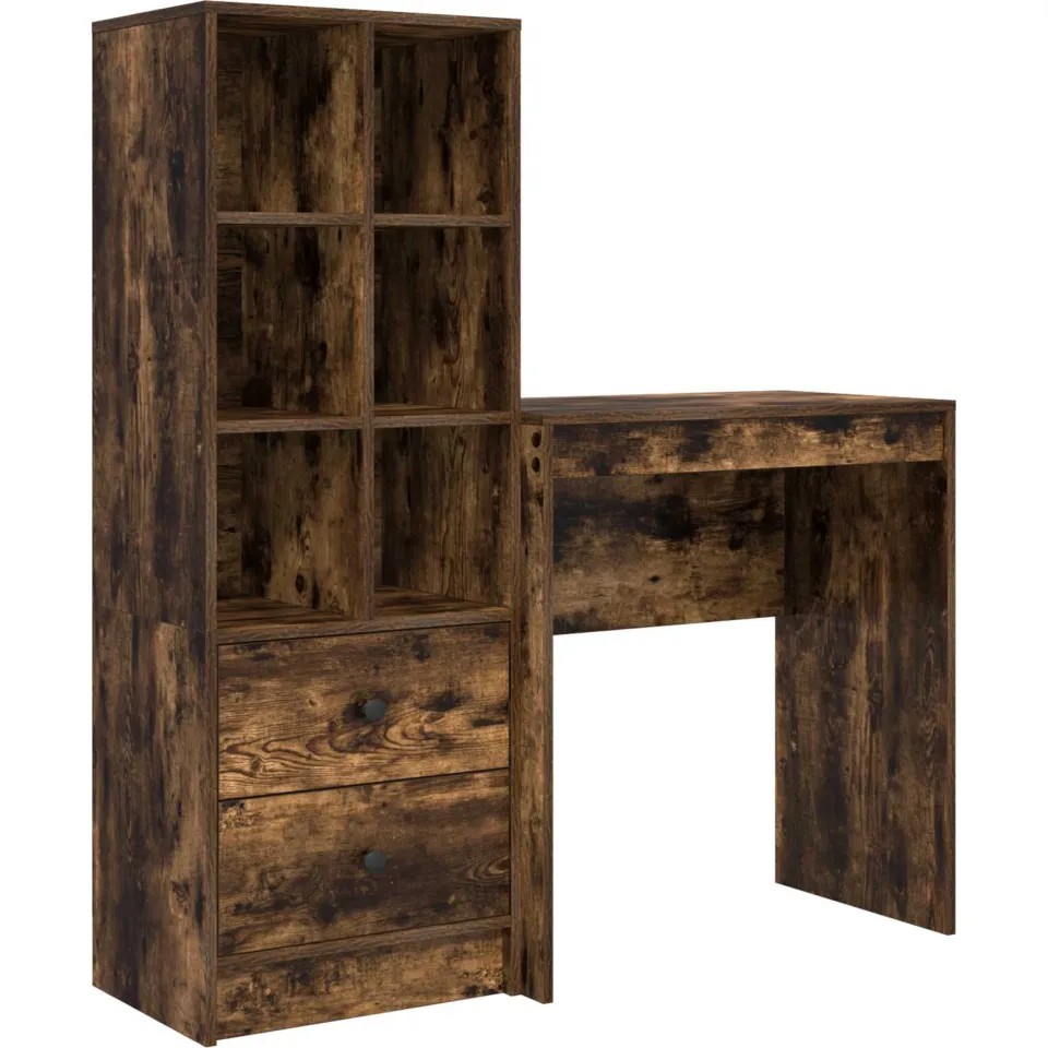 vidaXL Bureau Gerookt eiken 115,5 x 40 x 127 cm 2 st, foto 3