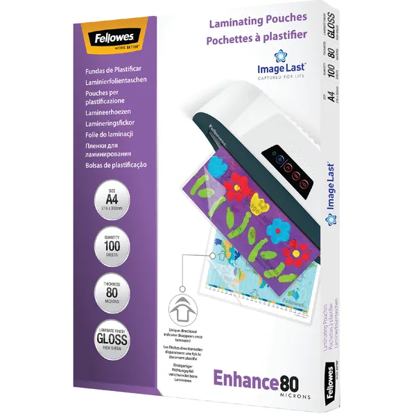 Fellowes Lamineerhoes Fellowes A4 2x80micron glans 100 stuks