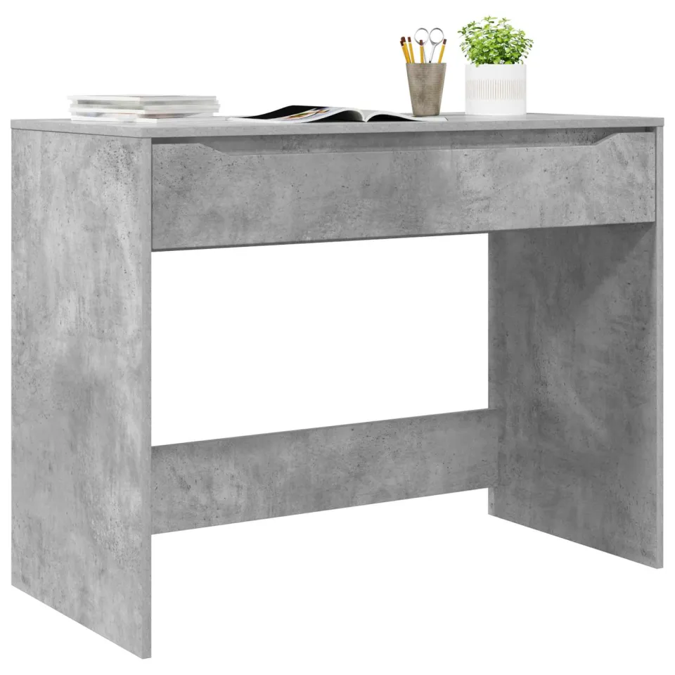 vidaXL Bureau met lade Beton Grijs 100 x 50 x 78 cm Geconstrueerd hout, foto 3