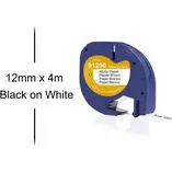 Dymo Huismerk DYMO LetraTag 91200/S0721510 Labeltape Papier 12mm Zwart op Wit