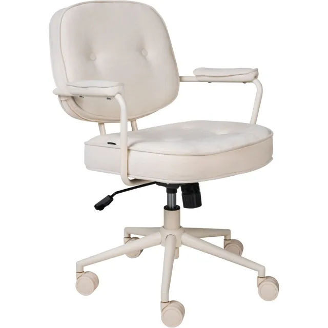 Beliani PARAMUS - Bureaustoel - Gebroken wit - Polyester