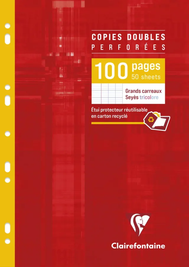 Clairefontaine ringbandinterieur Metric, ft A4, 9-gaatsperforatie, dubbel, 100 bladzijden, seyès