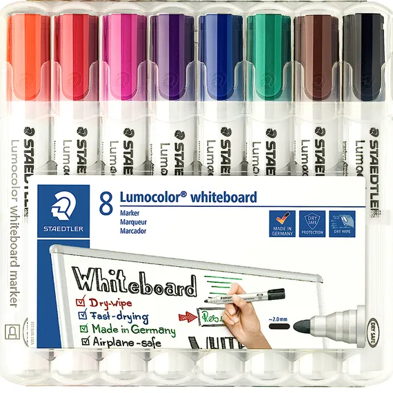 Staedtler Whiteboardmarker Staedtler Lumocolor 351 set à 8 stuks assorti blauw